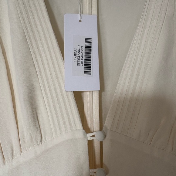 NEW NWT Reformation Ginny Lace Trim Georgette Midi Dress Ivory V-Neck - Picture 7 of 10